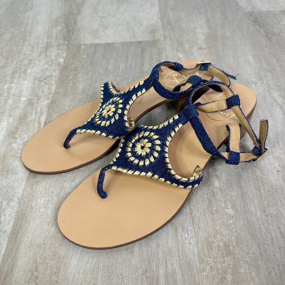 Jack Rogers Elise Denim Sandals Size 9.5 - Picture 1 of 5
